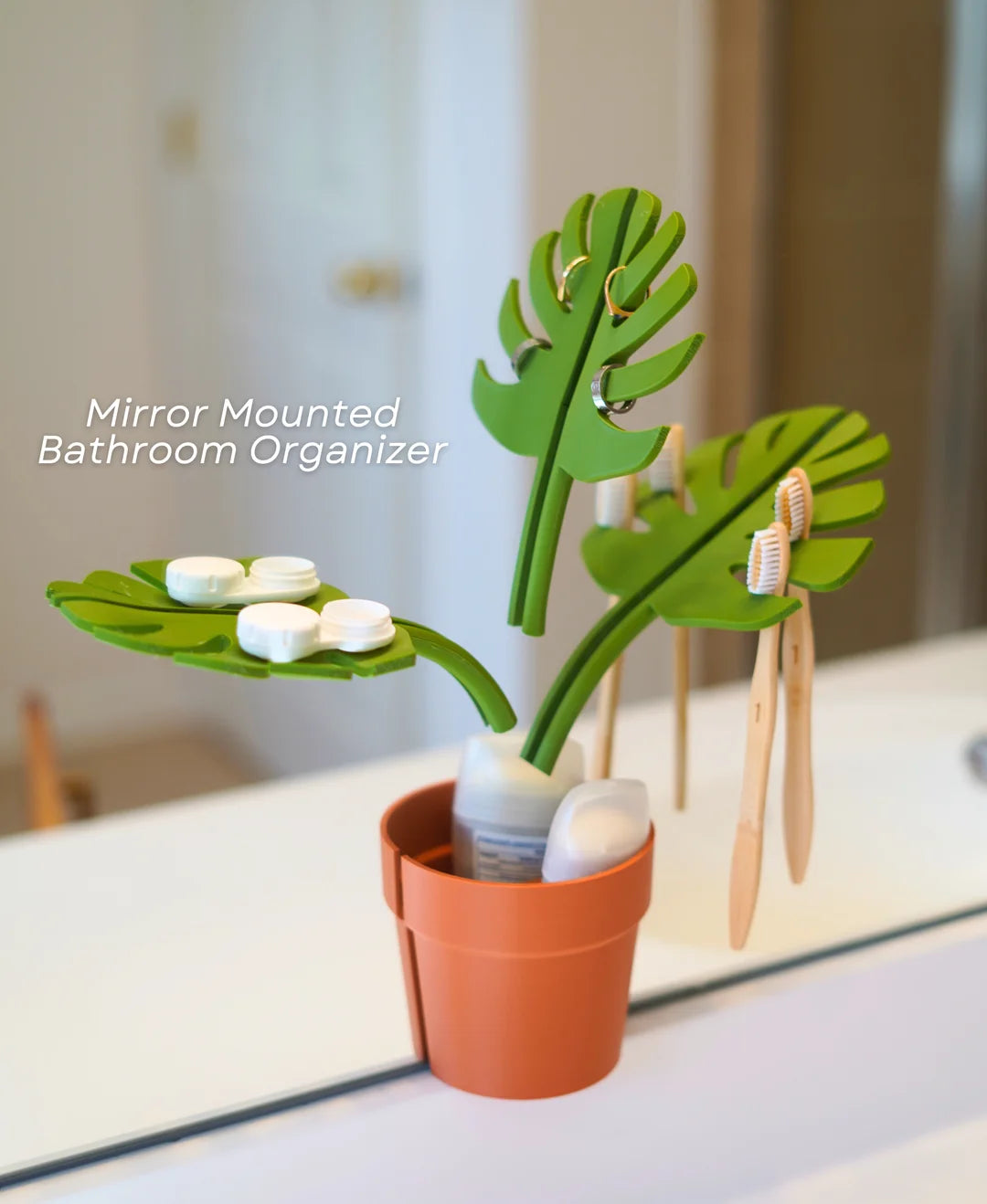 Mirror Monstera - Bathroom Organizer that Mounts to the Mirror
