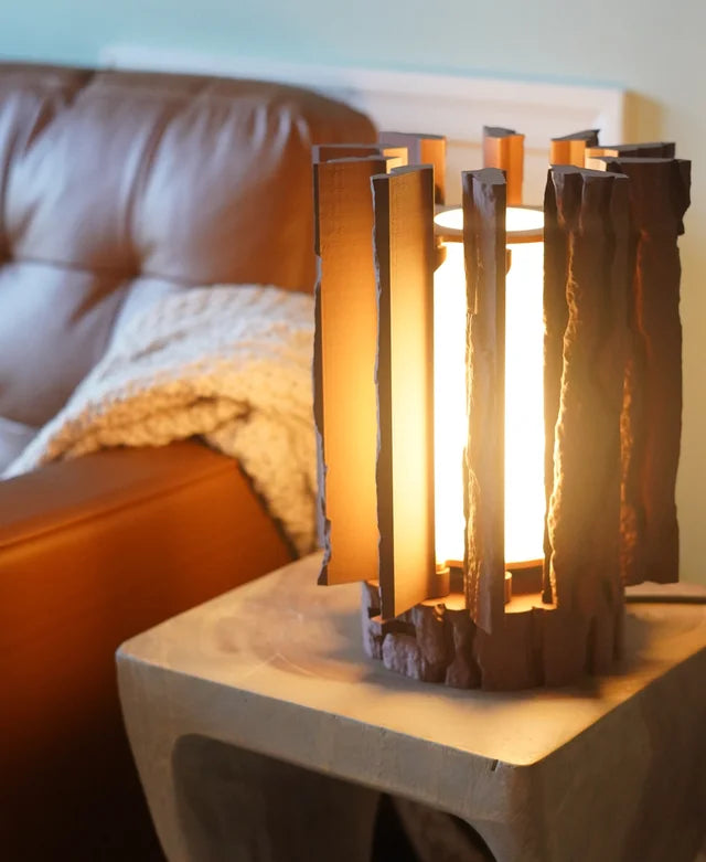 Lantern log - Mechanically Dimming Lamp with Real Log Texture