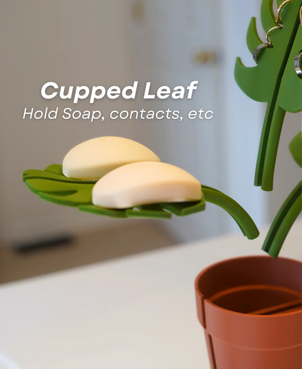 MonsteraLatch™ Mirror-Mounted Bathroom Organizer