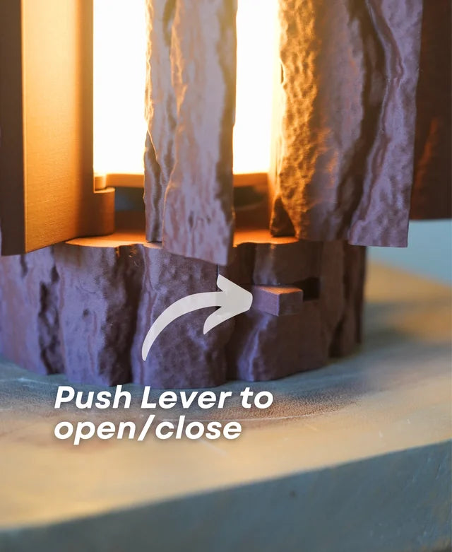 Lantern log - Mechanically Dimming Lamp with Real Log Texture