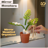 MonsteraLatch™ Mirror-Mounted Bathroom Organizer